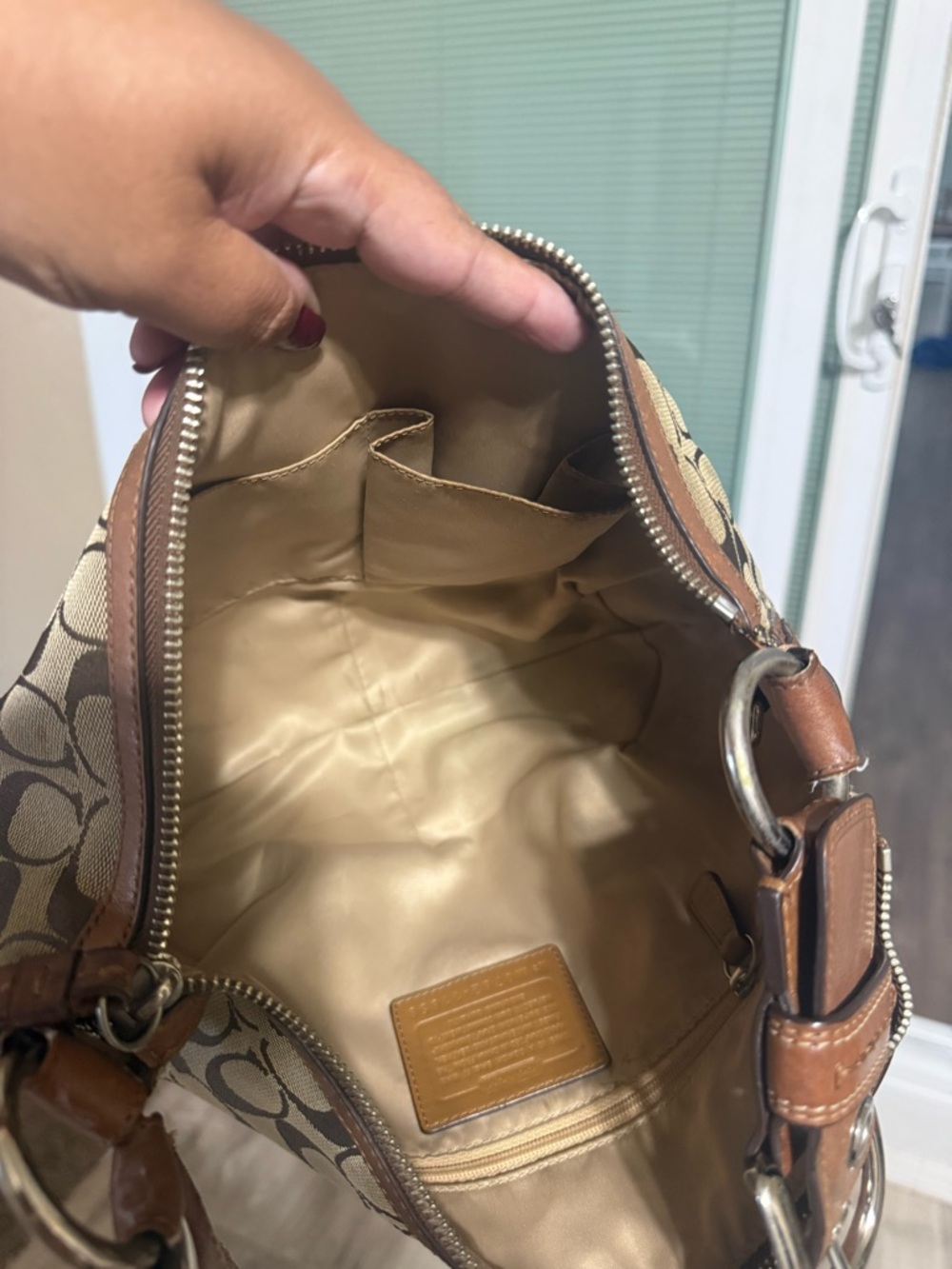 Coach Signature Canvas Hobo Bag in Khaki/Chestnut - Picture 9 of 9